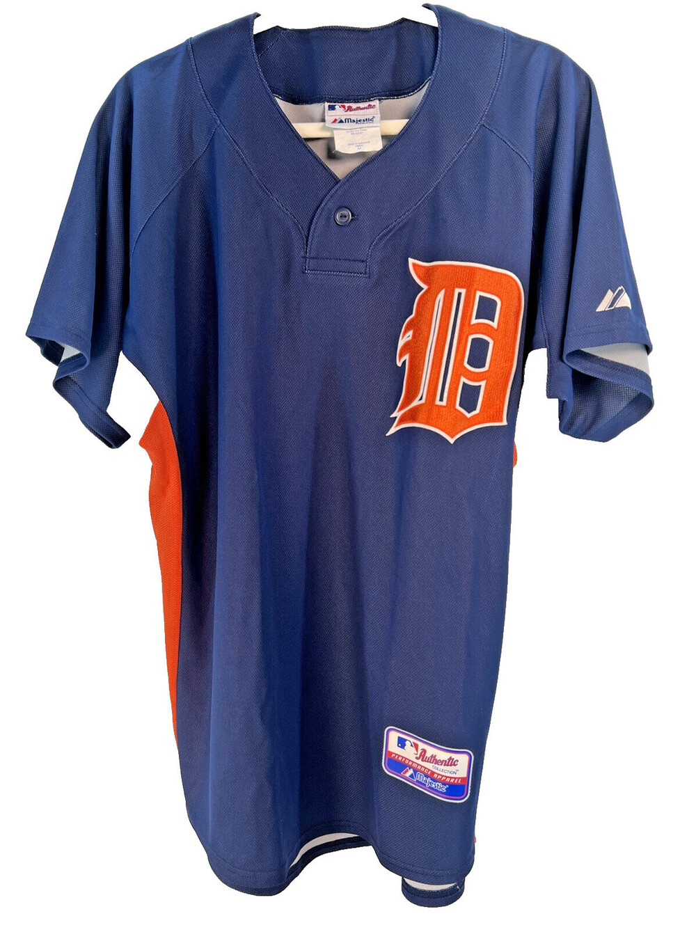 VTG Detroit Tigers x Majestic Sewn/Stitched Blank Jersey Navy • Size M Cool Base